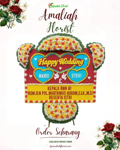Karangan Papan Bunga Pernikahan di Kemawi